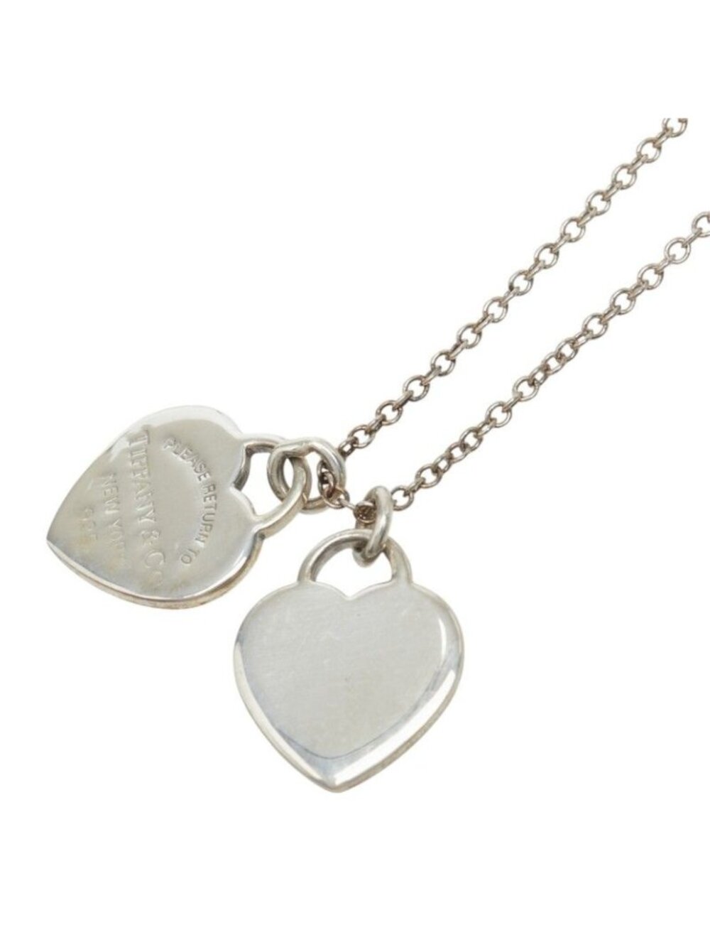 Tiffany & Co Return to Double Heart Tag Necklace Silver